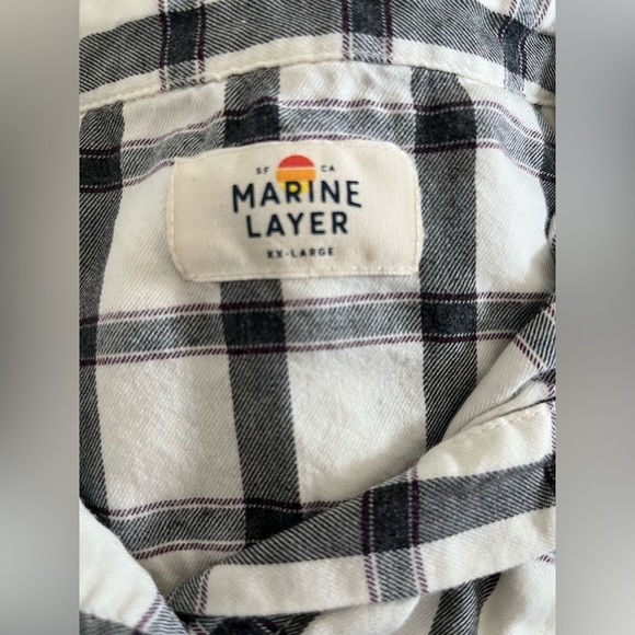 Marine Layer Ladies Haile Button Down White Black Plaid Size XXL - Picture 5 of 7
